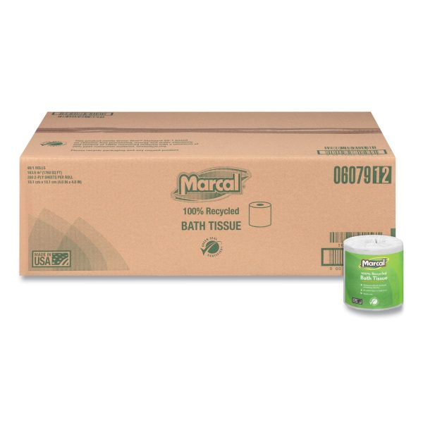 100% Recycled 2-Ply Bath Tissue, Septic Safe, Individually Wrapped Rolls, White, 330 Sheets Roll, 48 Rolls Carton Online Sale - Image 2