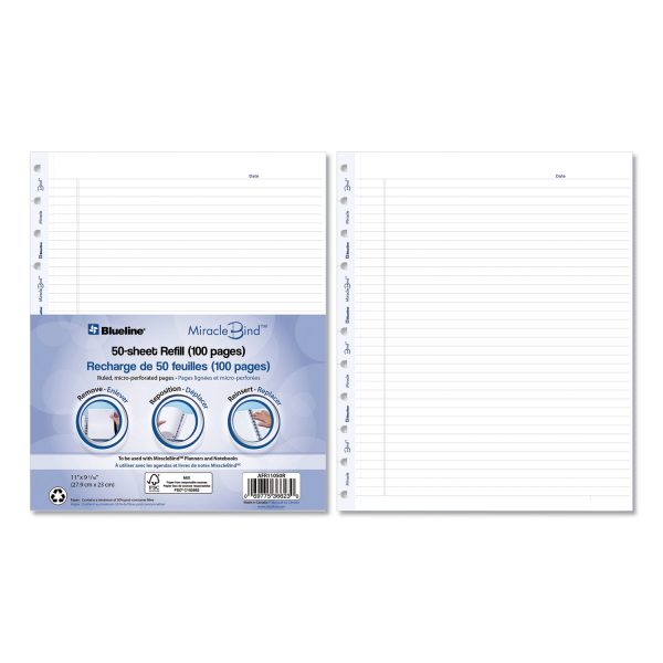 MiracleBind Ruled Paper Refill Sheets for all MiracleBind Notebooks and Planners, 11 x 9.06, White Blue Sheets, Undated Supply - Image 2