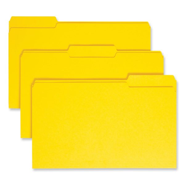 Colored File Folders, 1 3-Cut Tabs: Assorted, Legal Size, 0.75  Expansion, Yellow, 100 Box Cheap