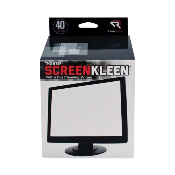 Two Step ScreenKleen Wet and Dry Cleaning Wipes, 5 x 5, Unscented, 40 Box Cheap