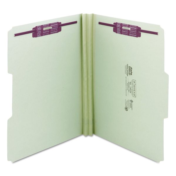 Recycled Pressboard Fastener Folders, 1 3-Cut Tabs, Two SafeSHIELD Fasteners, 2  Expansion, Letter Size, Gray-Green, 25 Box on Sale