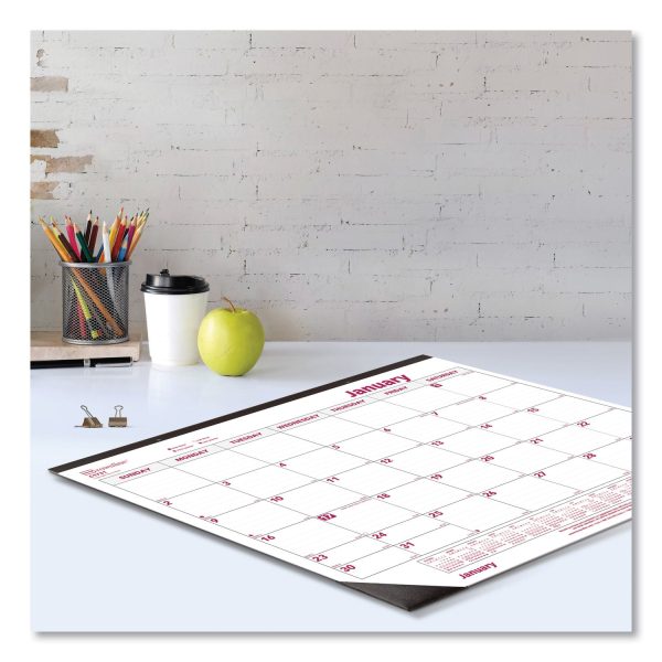 Monthly Desk Pad Calendar, 22 x 17, White Burgundy Sheets, Black Binding, Black Corners, 12-Month (Jan to Dec): 2024 Hot on Sale - Image 2