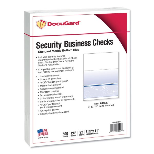 Standard Security Check, 11 Features, 8.5 x 11, Blue Marble Bottom, 500 Ream For Cheap