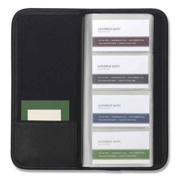 Professional Vinyl Business Card File, Holds 160 2 x 3.5 Cards, 4.75 x 10.25, Black For Discount - Image 3