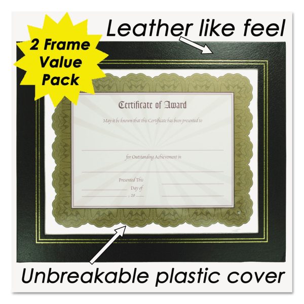 Leatherette Document Frame, 8.5 x 11, Black, Pack of Two Online now - Image 2