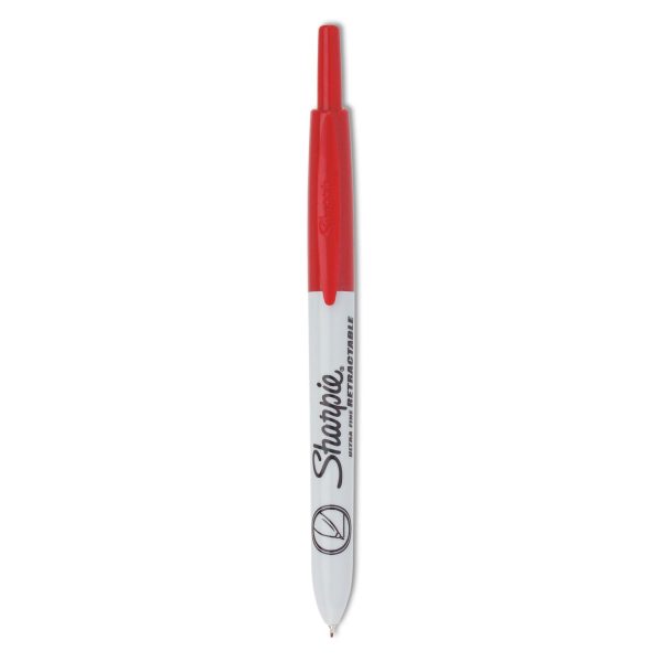 Retractable Permanent Marker, Extra-Fine Needle Tip, Red For Discount