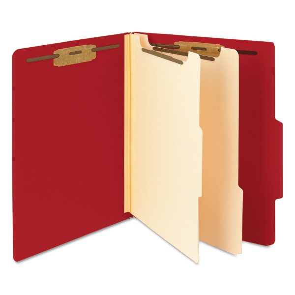 Top Tab Classification Folders, Six SafeSHIELD Fasteners, 2  Expansion, 2 Dividers, Letter Size, Red Exterior, 10 Box For Discount - Image 5
