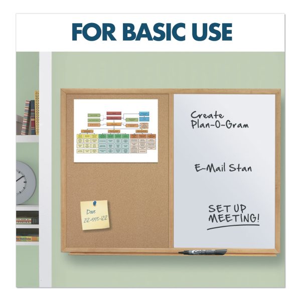 Bulletin Dry-Erase Board, Melamine Cork, 36 x 24, Brown White Surface, Oak Finish Frame Hot on Sale - Image 5