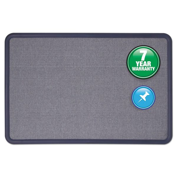 Contour Fabric Bulletin Board, 36 x 24, Light Blue Surface, Navy Blue Plastic Frame For Cheap