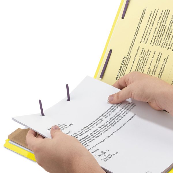 Four-Section Pressboard Top Tab Classification Folders, Four SafeSHIELD Fasteners, 1 Divider, Legal Size, Yellow, 10 Box Online Sale - Image 3