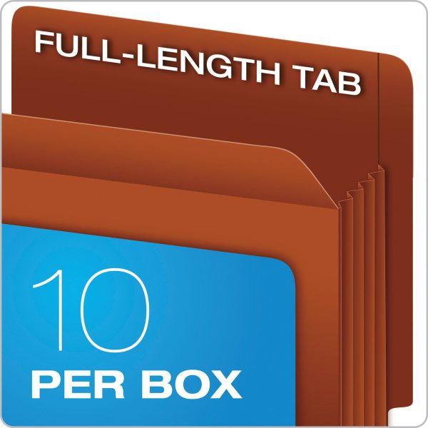 Heavy-Duty End Tab File Pockets, 3.5  Expansion, Legal Size, Red Fiber, 10 Box Hot on Sale - Image 5