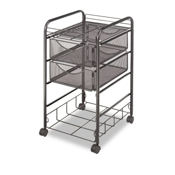 Safco Onyx Double Mesh Mobile File Cart - 2 Shelf - 4 Drawer - 4 Casters - 1.50  Caster Size - x 15.8  Width x 17  Depth x 27  Height - Black Steel Frame - Black - 1 Each Supply - Image 2