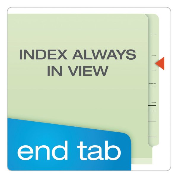 End Tab Classification Folders, 2  Expansion, 1 Divider, 4 Fasteners, Legal Size, Pale Green Exterior, 10 Box Cheap - Image 2