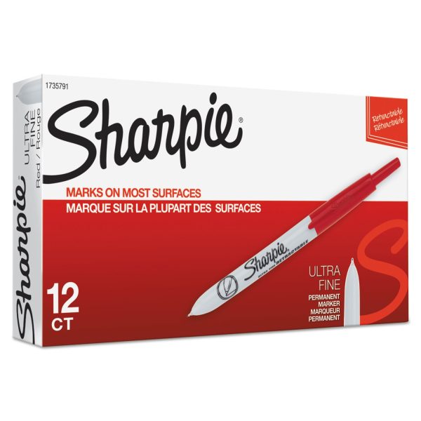 Retractable Permanent Marker, Extra-Fine Needle Tip, Red For Discount - Image 2