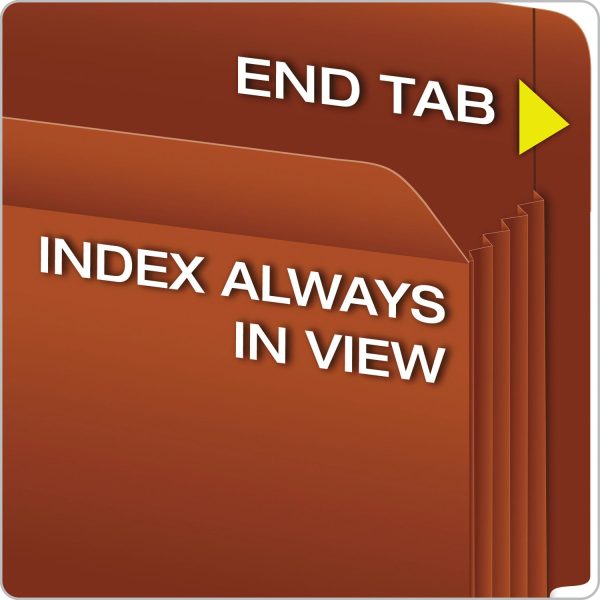 Heavy-Duty End Tab File Pockets, 3.5  Expansion, Legal Size, Red Fiber, 10 Box Hot on Sale - Image 2