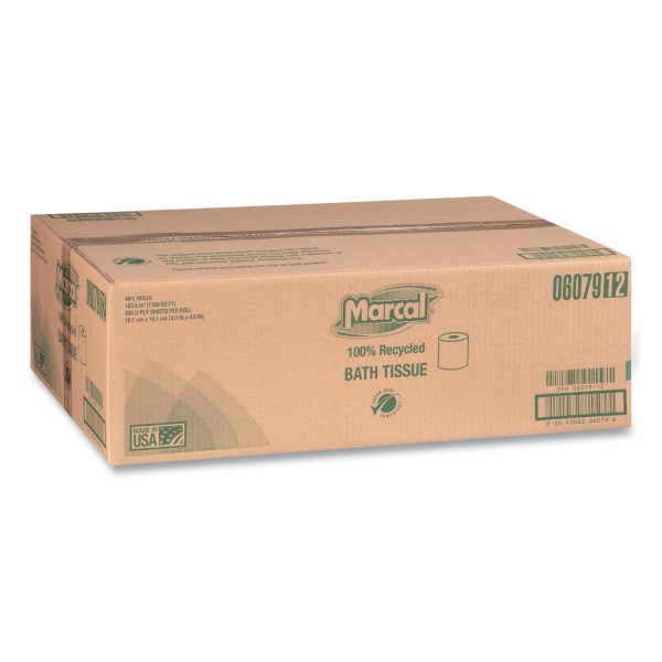 100% Recycled 2-Ply Bath Tissue, Septic Safe, Individually Wrapped Rolls, White, 330 Sheets Roll, 48 Rolls Carton Online Sale - Image 5