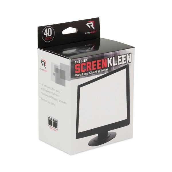 Two Step ScreenKleen Wet and Dry Cleaning Wipes, 5 x 5, Unscented, 40 Box Cheap - Image 2