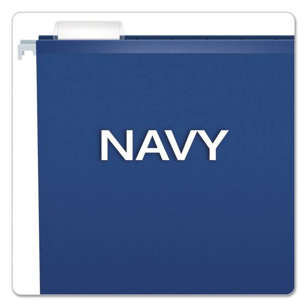 Colored Reinforced Hanging Folders, Letter Size, 1 5-Cut Tabs, Navy, 25 Box For Discount - Image 3