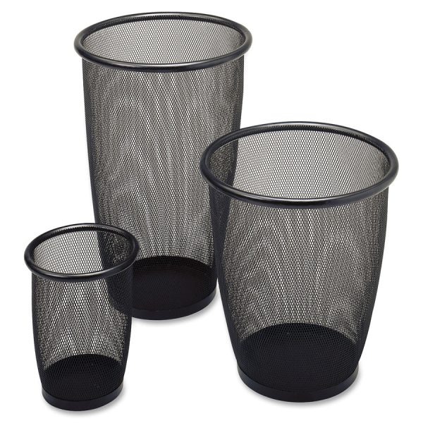 Safco Round Mesh Wastebaskets - 9 gal Capacity - Round - 13.50  Opening Diameter - 19.5  Height - Steel - Black - 1 Each Fashion - Image 2