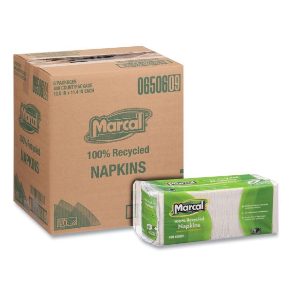 100% Recycled Luncheon Napkins, 11.4 x 12.5, White, 400 Pack, 6PK CT Hot on Sale - Image 3