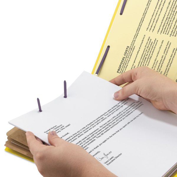 Eight-Section Pressboard Top Tab Classification Folders, Eight SafeSHIELD Fasteners, 3 Dividers, Letter Size, Yellow, 10 Box For Sale - Image 2