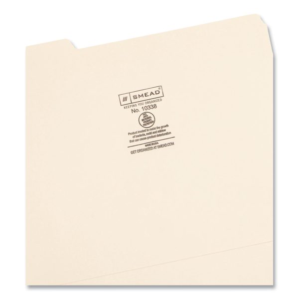 Top Tab File Folders with Antimicrobial Product Protection, 1 3-Cut Tabs: Assorted, Letter, 0.75  Expansion, Manila, 100 Box Sale - Image 3