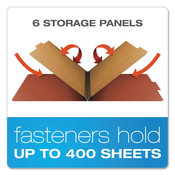 Six-Section Pressboard Classification Folders, 2  Expansion, 2 Dividers, 6 Fasteners, Legal Size, Red Exterior, 10 Box For Cheap - Image 2